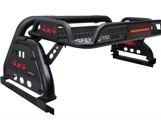 Rollbar con canastilla 4x4 negro mate con rojo
